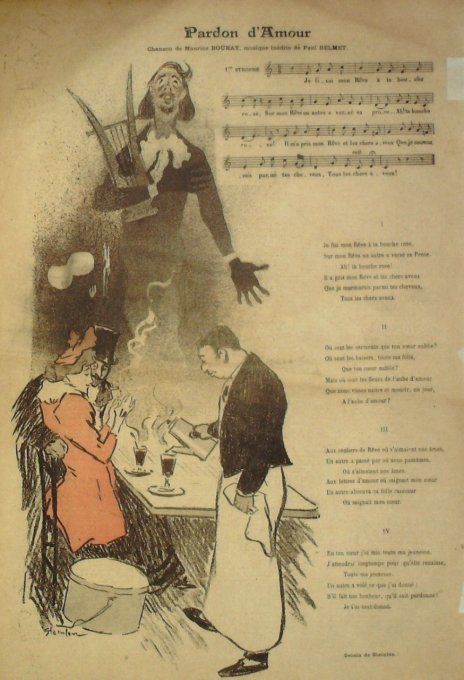 Pardon d'Amour Paroles Boukay Musique Delmet illustration Steinlen