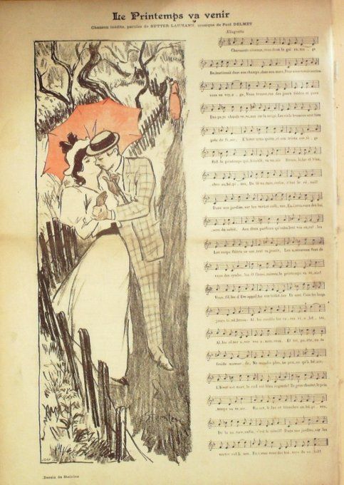 Le Printemps va venir Paroles Sutter Laumann Musique Delmet illustration Steinlen
