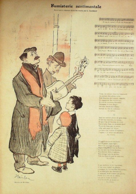 Fumisterie sentimentale Paroles Xanrof Musique Xanrof illustration Steinlen