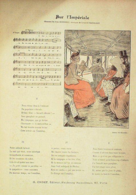 Sur l'Impériale Paroles Goudezet Musique Gangloff illustration Steinlen