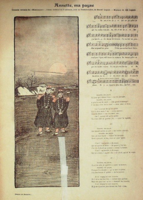 Annette ma Payse Paroles Luguet Musique Luguet illustration Steinlen