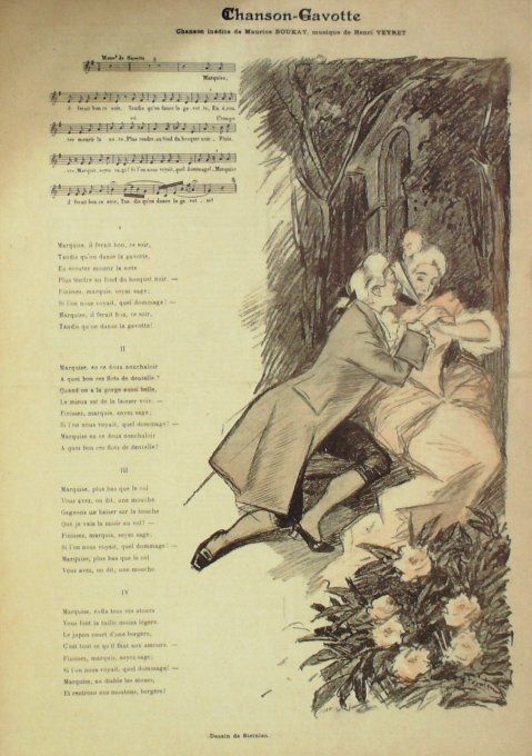 Chanson-Gavotte Paroles Boukay Musique Veyret illustration Steinlen