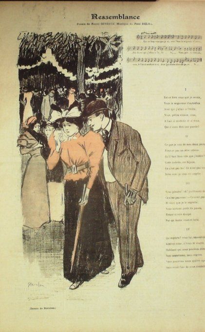 Ressemblance Paroles Gineste Musique Delmet illustration Steinlen