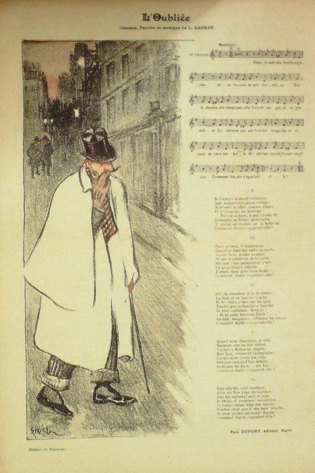 L'Oubliée Paroles Xanrof Musique Xanrof illustration Steinlen