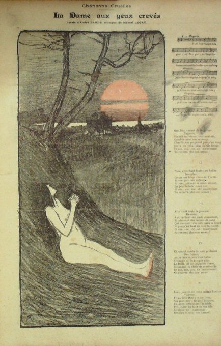 La Dame aux yeux crevés Paroles Barde Musique Legay illustration Steinlen