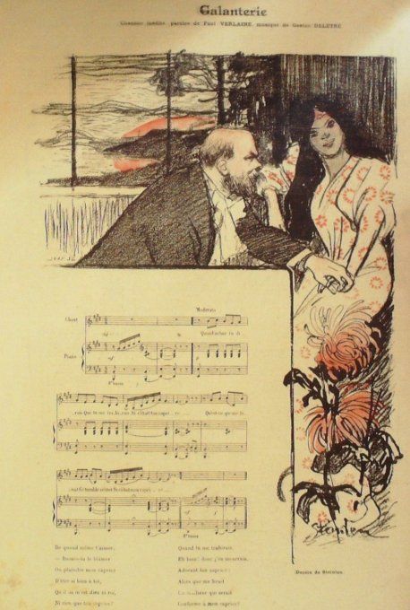 Galanterie Paroles Verlaine Musique Deletre illustration Steinlen