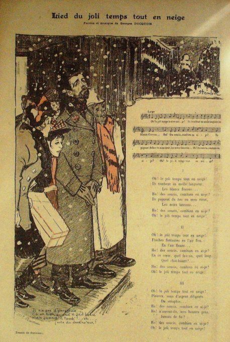 Lied du joli temps tout en neige Paroles Docquois Musique Docquois illustration Steinlen