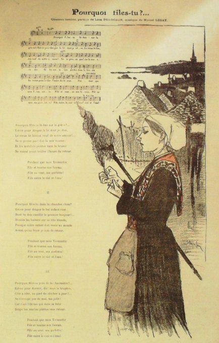 Pourquoi files-tu ? Paroles Durocher Musique Legay illustration Steinlen