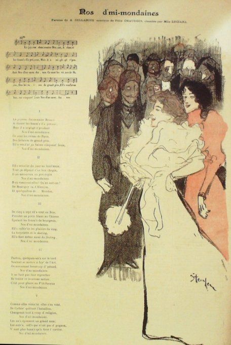 Nos d'mi-mondaines Paroles Cellarius Musique Chaudoir illustration Steinlen