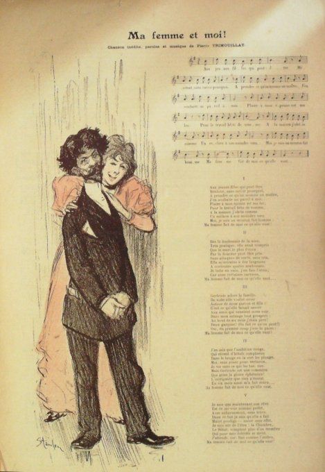 Ma femme et moi Paroles Trimouillat Musique Trimouillat illustration Steinlen