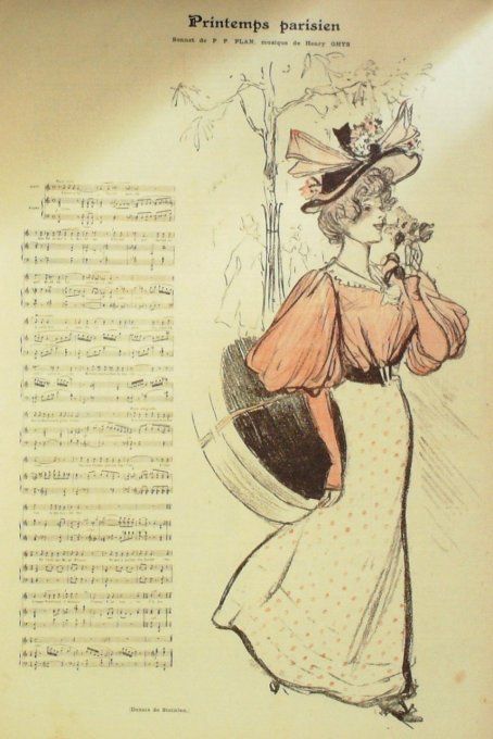 Printemps parisien Paroles Flan Musique Ghys illustration Steinlen