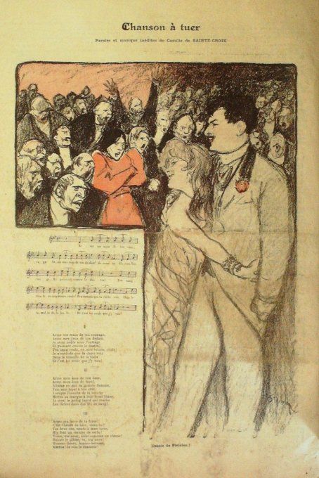 Chanson à tuer Paroles Sainte-Croix Musique Sainte-Croix illustration Steinlen
