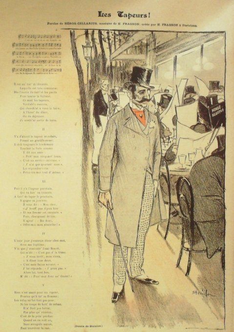 Les Tapeurs Héros-Cellarius Paroles Fragson Musique illustration Steinlen