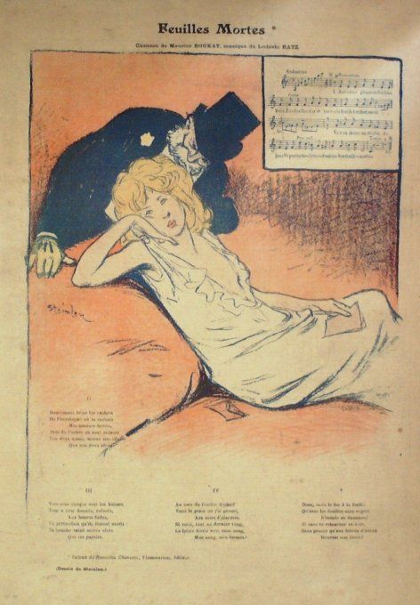 Feuilles Mortes Paroles Boukay Musique Ratz illustration Steinlen