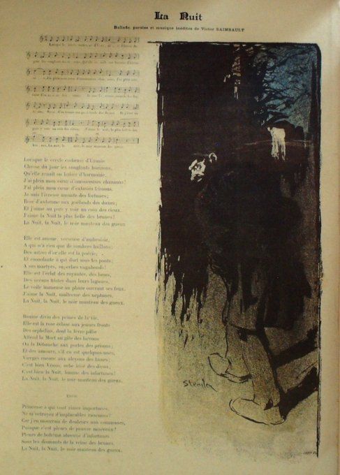 La Nuit Paroles Botrel Musique Botrel illustration Steinlen