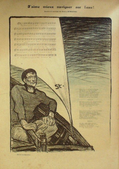 J'aime mieux naviguer sur l'eau Paroles Dumestre Musique Dumestre illustration Steinlen