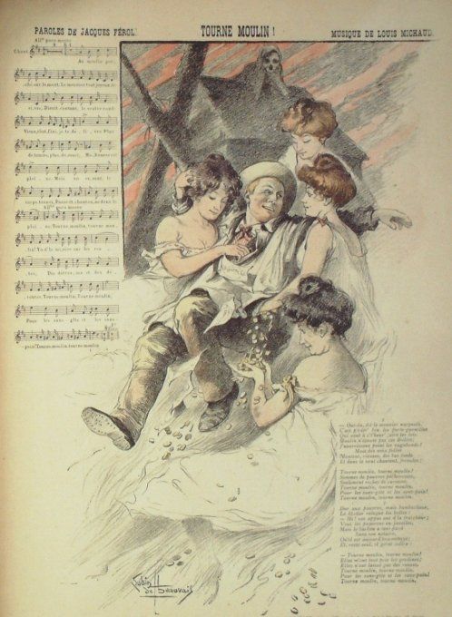 Tourne moulin Paroles Férol Musique Michaud illustration De Beauvais