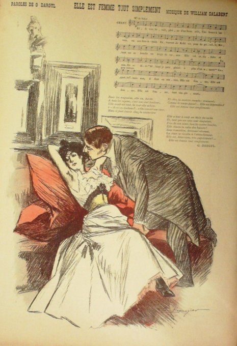 Elle est femme tout simplement Paroles Dargyl Musique Salabert illustration Balluriau
