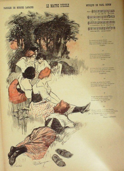 Le Maître d'école Paroles Lapaitre Musique Dupin illustration Balluriau