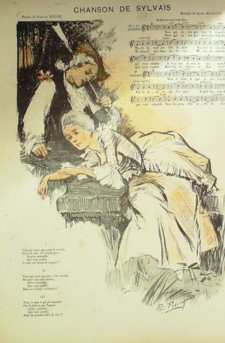 Chanson de Sylvais Paroles Mazade Musique Michotte illustration Balluriau
