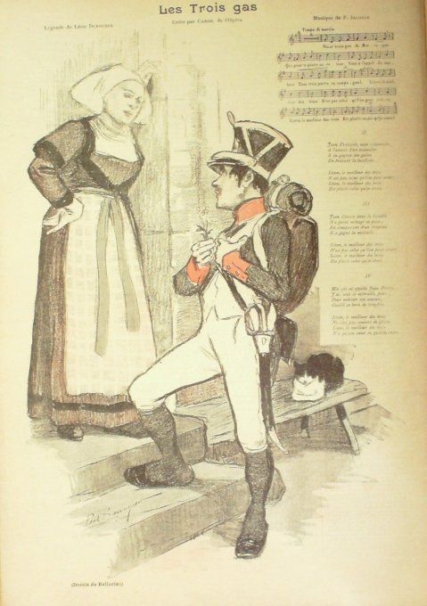 Les Trois gas Paroles Durocher Musique Jacotot illustration Balluriau