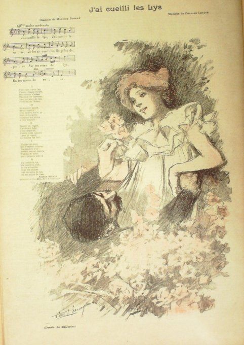 J'ai cueilli les Lys Paroles Musique Levadé illustration Balluriau