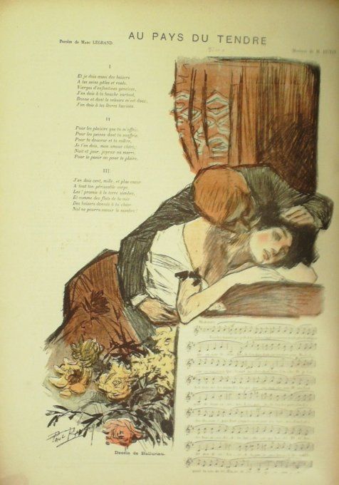 Au Pays du tendre Paroles Legrand Musique Hutin illustration Balluriau