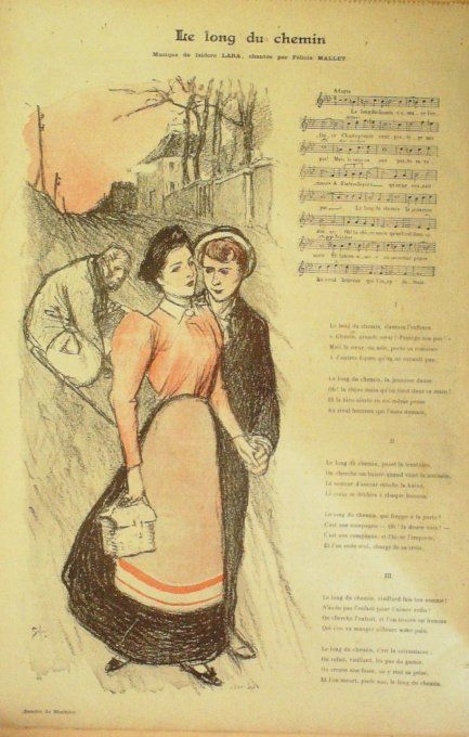 Le Long du chemin Paroles Mallet Musique Lara illustration Steinlen