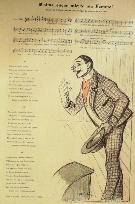 J'aime encore mieux ma femme Paroles Héros-Cellarius Musique Gangloff illustration Steinlen
