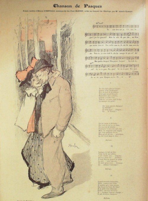 Chanson de Pasques Paroles D'ErvilleMusique Blétry illustration Steinlen
