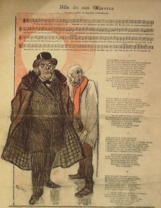 Fils de ses Œuvres Paroles Schomard Musique Schomard illustration Steinlen