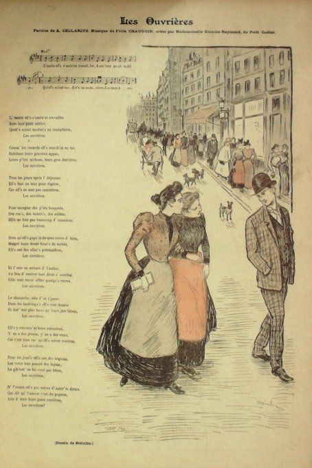 Les Ouvrières Paroles Cellarius Musique Chaudoir illustration Steinlen