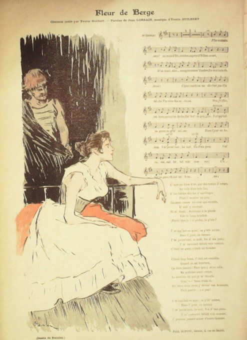 Fleur de Berge Paroles Lorrain Musique Guilbert illustration Steinlen