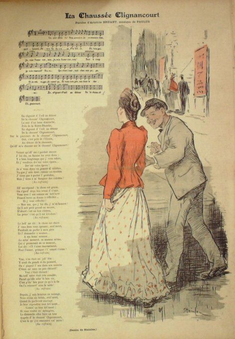 La Chaussée Clignancourt Paroles Bruant Musique Paulus illustration Steinlen