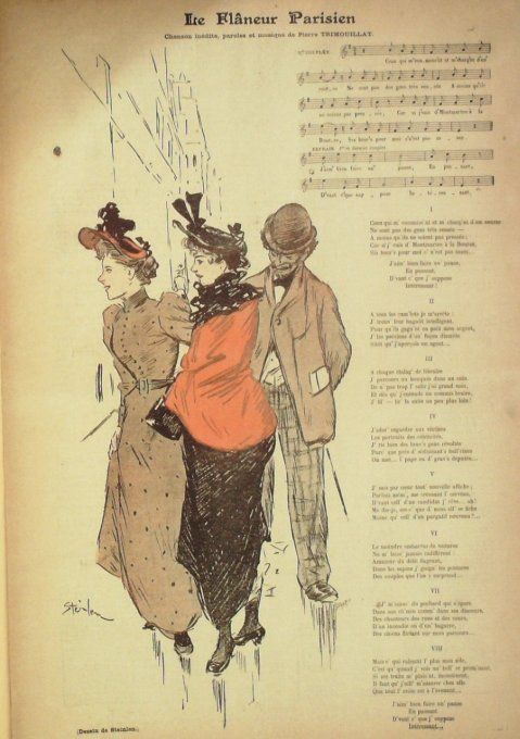Le Flâneur Parisien Paroles Trimouillat Musique Trimouillat illustration Steinlen