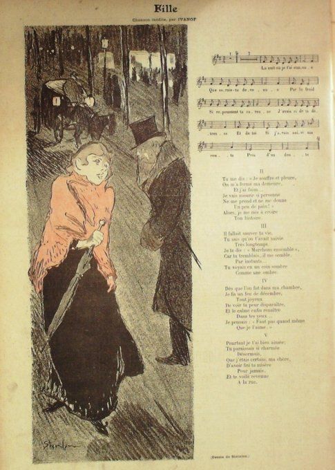 Fille Paroles Ivanof Musique Ivanof llustration Steinlen
