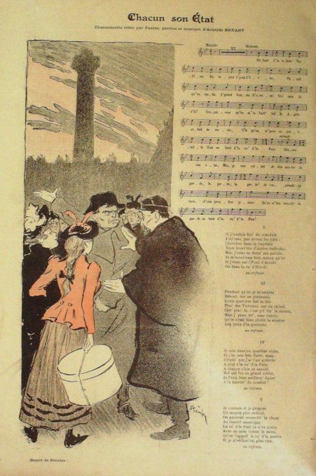 Chacun son Etat Paroles Paulus Musique Bruant Steinlenllustration