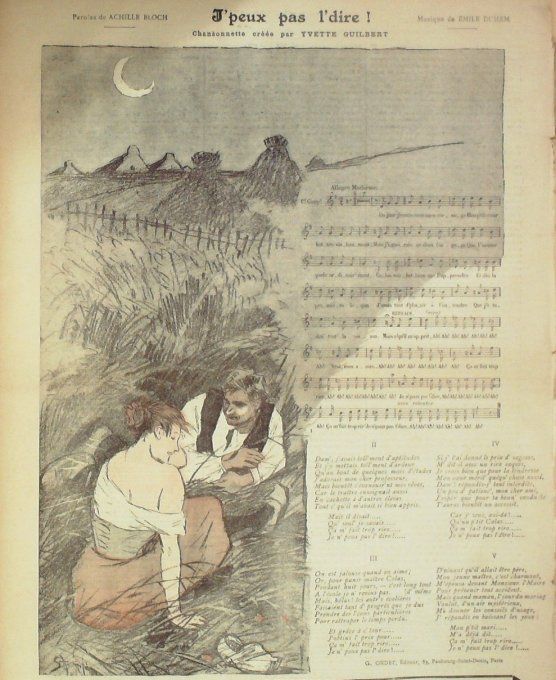J'peux pas l'dire Paroles Bloch Musique Duhem illustration Steinlen