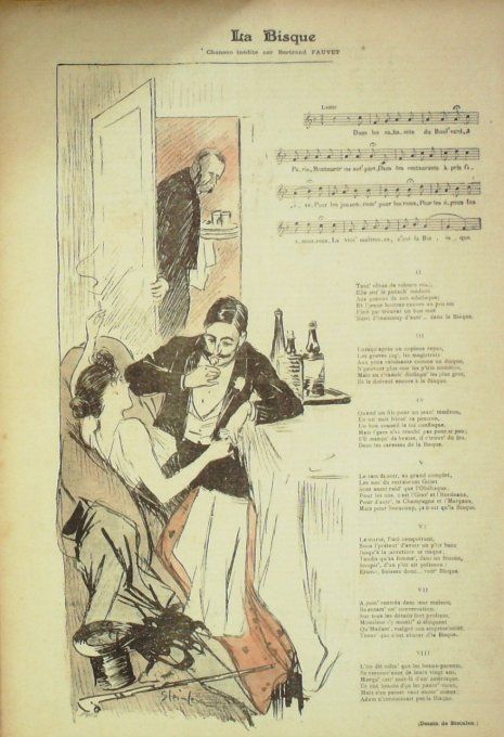 La Bisque Paroles Fauvet Musique Fauvet illustration Steinlen