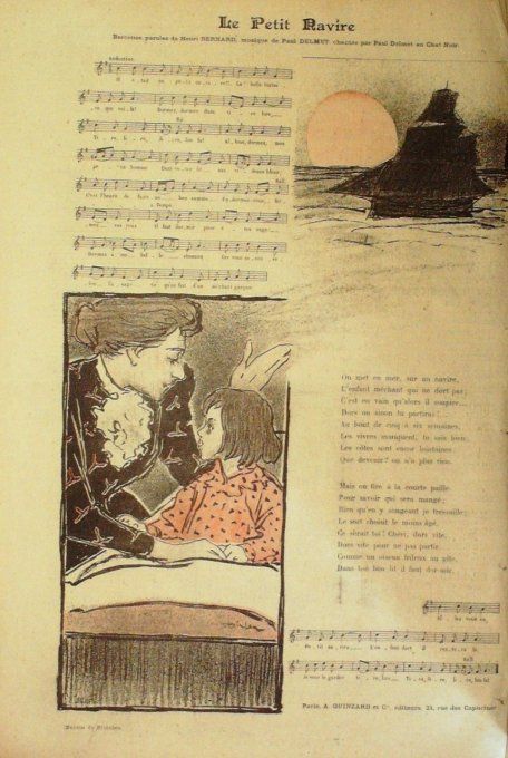 Le Petit Navire Paroles Bernard Musique Delmet illustration Steinlen