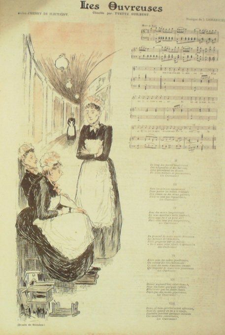 Les Ouvreuses Paroles De Fleurigny Musique Lassaigues illustration Steinlen