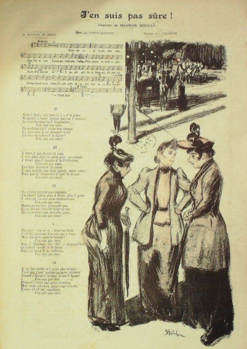 J'en suis bas sûre Paroles Boukay Musique Boukay illustration Steinlen