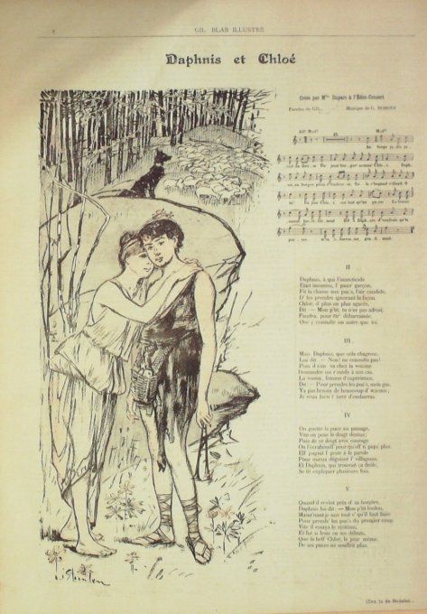 Daphnis et Chloé Paroles Gil Musique Bomier illustration Steinlen