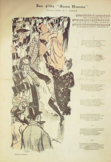 Les p'tits Jeune Homme Paroles Xanrof Musique Xanrof illustration Steinlen