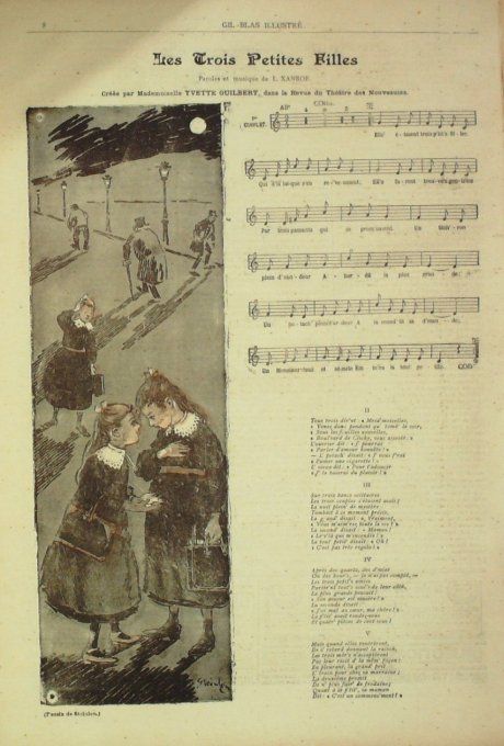 Les Trois Petites Filles Paroles Xanrof Musique Xanrof illustration Steinlen