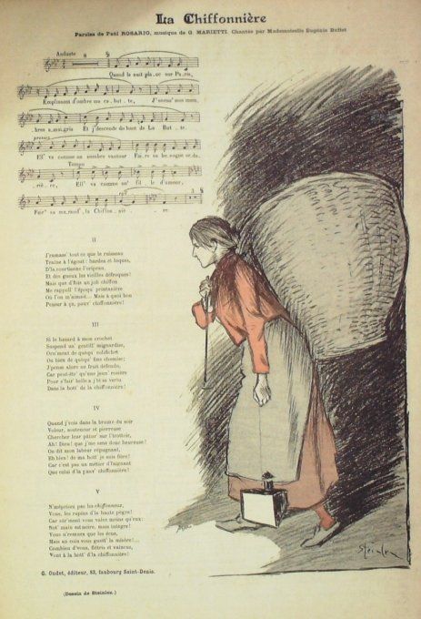 La Chiffonnière Paroles Rosario Musique Marietti illustration Steinlen