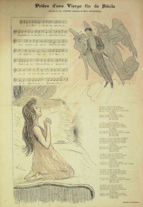 Prière d'une Vierge fin de Siècle Paroles Aubert Musique Krysinska illustration Steinlen