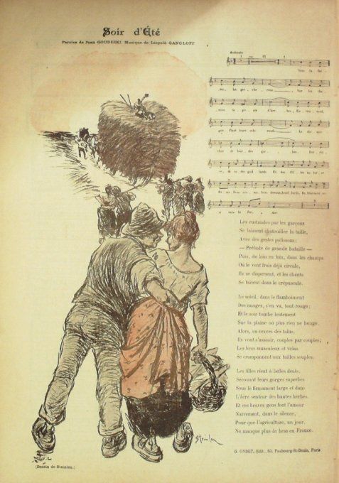 Soir d'Eté Paroles Goudezki Musique Gangloff illustration Steinlen