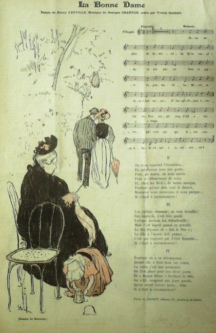 La Bonne Dame Paroles D'Erville Musique Charton illustration Steinlen