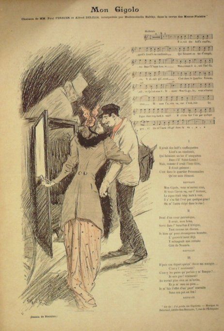 Mon Gigolo Paroles Perrier Musique Delillia illustration Steinlen